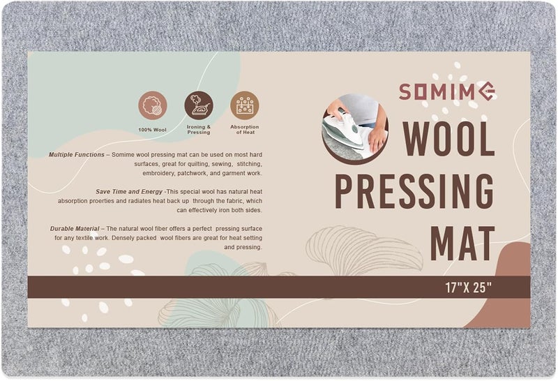 Somime 17x25" Wool Pressing Mat, 100% New Zealand Wool Ironing Mat, Felted Wool Ironing Board for Sewing, Quilting, DIY Crafts, and Embroidery - Image 1